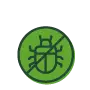 Beetle in a green circle icon symbolising pest prevention and protection for your garden